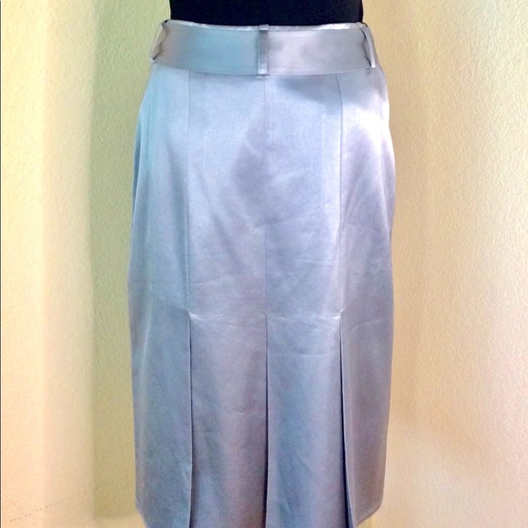 Oscar De Larenta skirt vintage skirt pleated metallic silver mid century modern - Picture 3 of 8